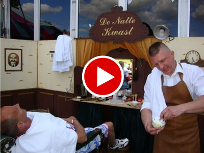 Scheersalon tijdens event in Openluchtmuseum